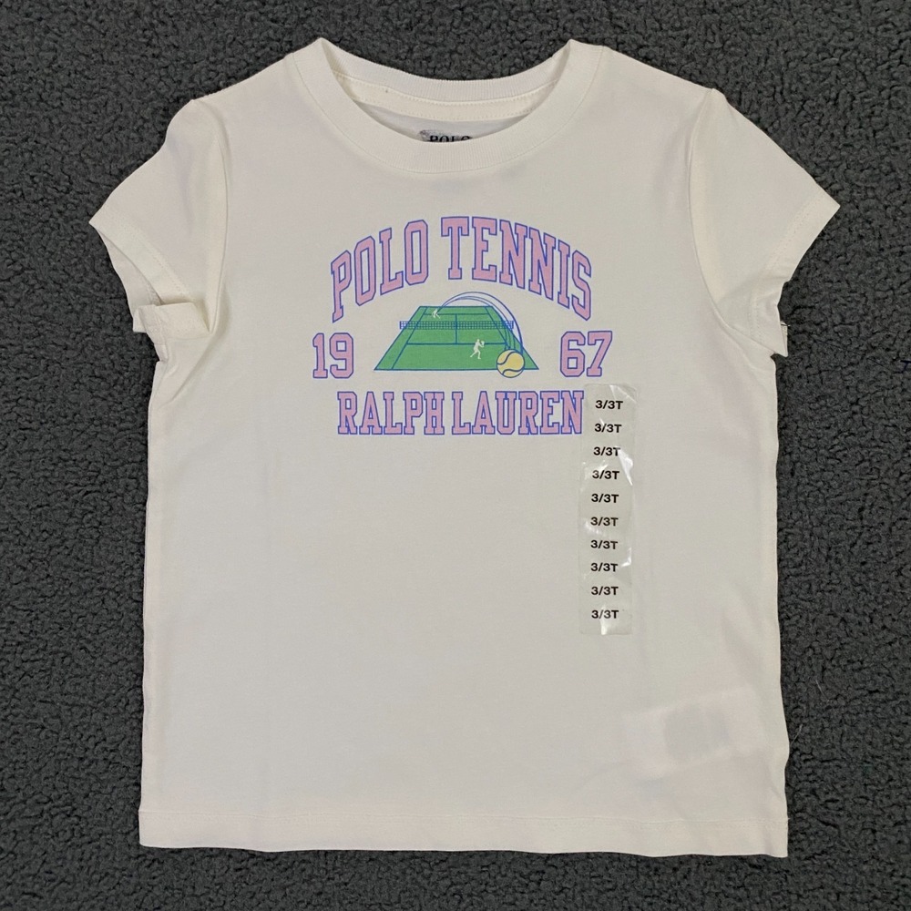 Polo Ralph Lauren T-Shirt Toddler size 3T Tennis 1967 Logo Short Sleeve Girls